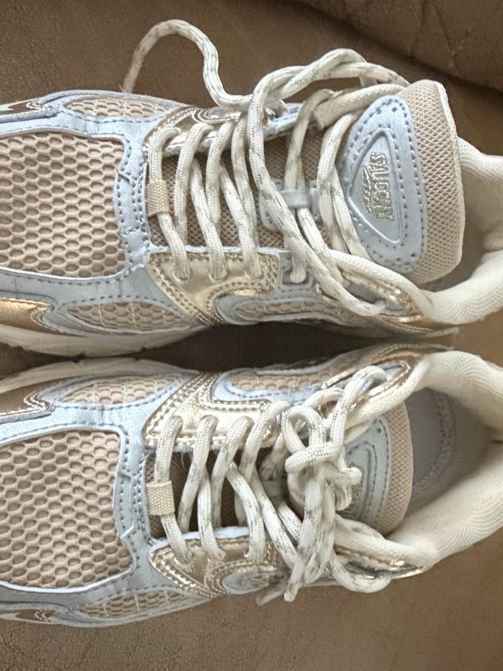 Saucony Kids Lace-Up Sneakers in Light Blue and Beige